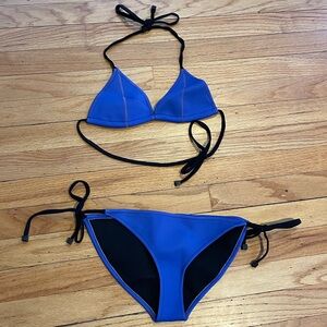 Triangl Swimwear Blue Neoprene Bikini Set, Top Size S, Bottom Size M, Preloved